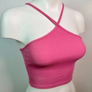 ZARA Barbie Pink Stretch Halter Neck Top Small